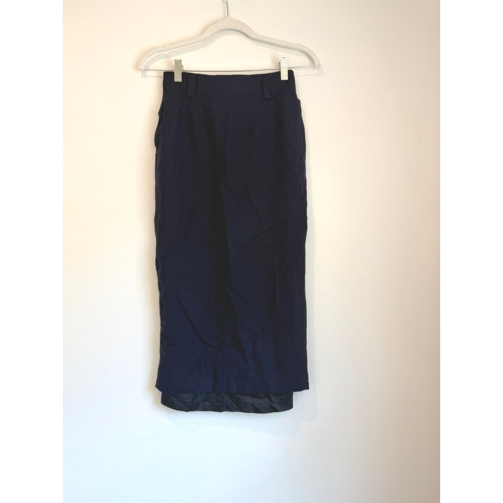 Vintage Liz Clairborne High-waisted, Midi-length Skirt, Navy Blue, Size 4